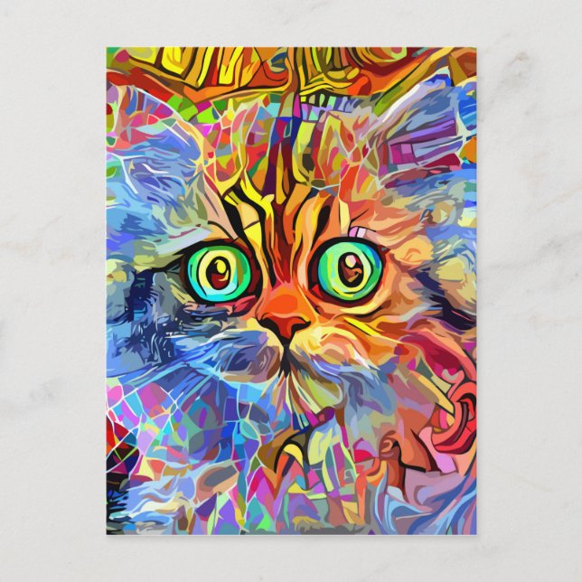 Postal Pintura de retrato de gatitos adorables (Anverso)