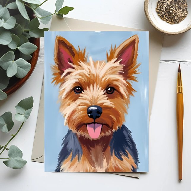 Postal Pintura de retrato de perro de Yorkshire Terrier (Subido por el creador)