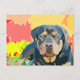 Postal Pintura de retrato de Rottweiler