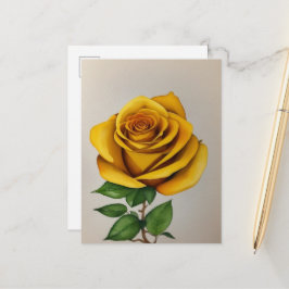 Postal Pintura de rosa amarillo acuarela