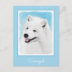 Postal Pintura de Samoyedo - Arte de Perro Original Lindo