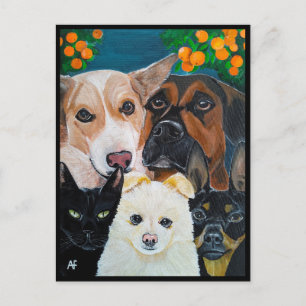 Postal Pintura de selfie de mascota por Alfred Fox