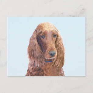 Postal Pintura de Setter Irlandés - Arte de Perro Origina