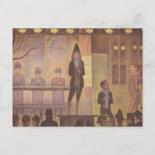 Postal Pintura de Seurat - El desfile del circo