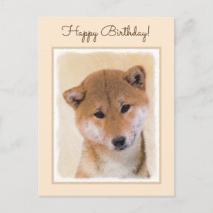 Postal Pintura de Shiba Inu (Rojo) - Arte de Perro Origin