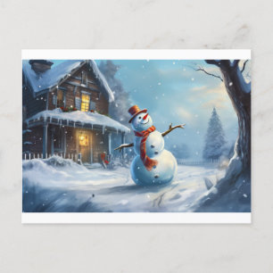 Postal Pintura de Snowman