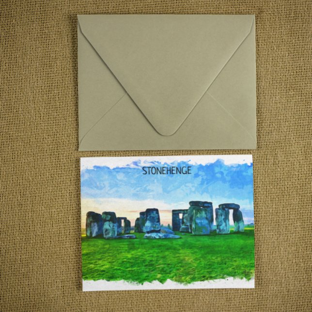 Postal Pintura de Stonehenge England (stonehenge england postcard)