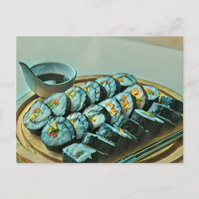 Postal Pintura de sushi vintage (Anverso)