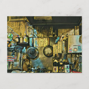 Postal Pintura de sushi vintage