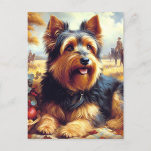 Postal Pintura de Terrier Australiano Vintage