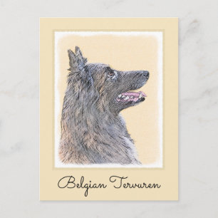 Postal Pintura de Tervuren belga - Arte de perro original