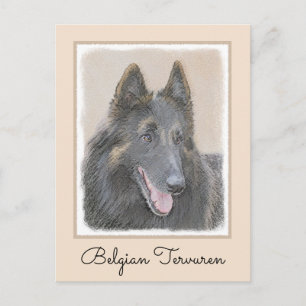 Postal Pintura de Tervuren belga - Arte de perro original