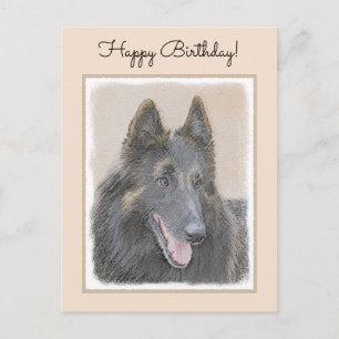 Postal Pintura de Tervuren belga - Arte de perro original