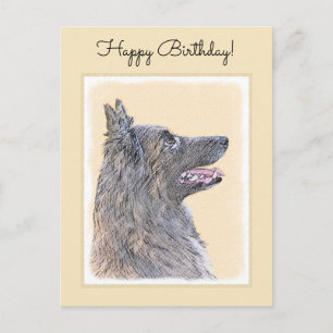 Postal Pintura de Tervuren belga - Arte de perro original