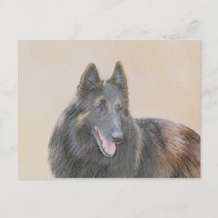 Postal Pintura de Tervuren belga - Arte de perro original