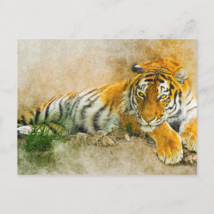 Postal Pintura de tigre