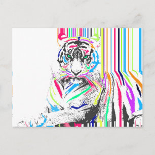 Postal pintura de tigre de neón vibrante de moda