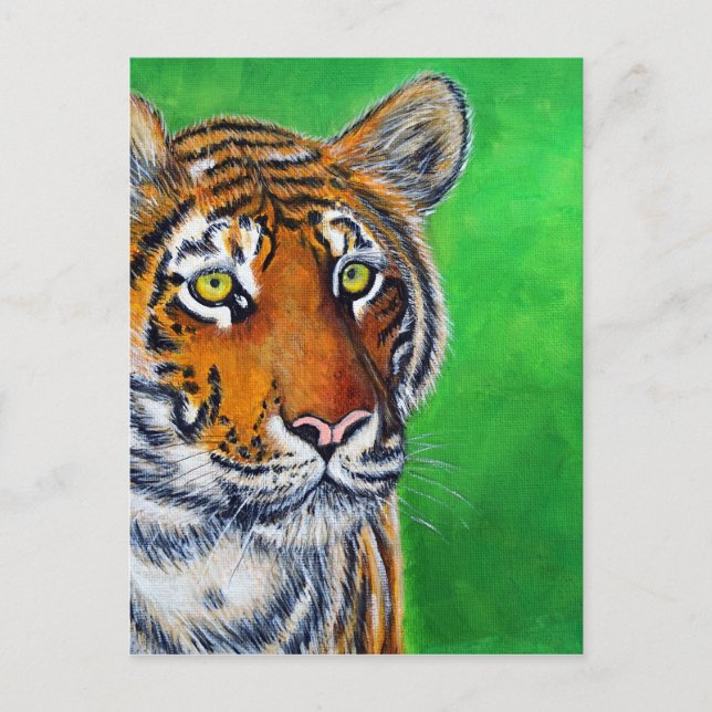 Postal Pintura de tigres (Anverso)
