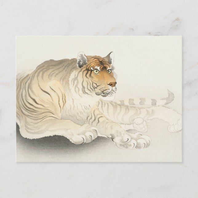 Postal Pintura de tigres por Ohara Koson (Anverso)