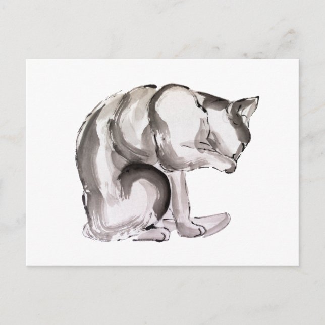 Postal Pintura de tinta de sumidero para lavado de gato (Anverso)