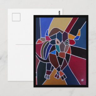 Postal Pintura de toro abstracto de Alfred Fox