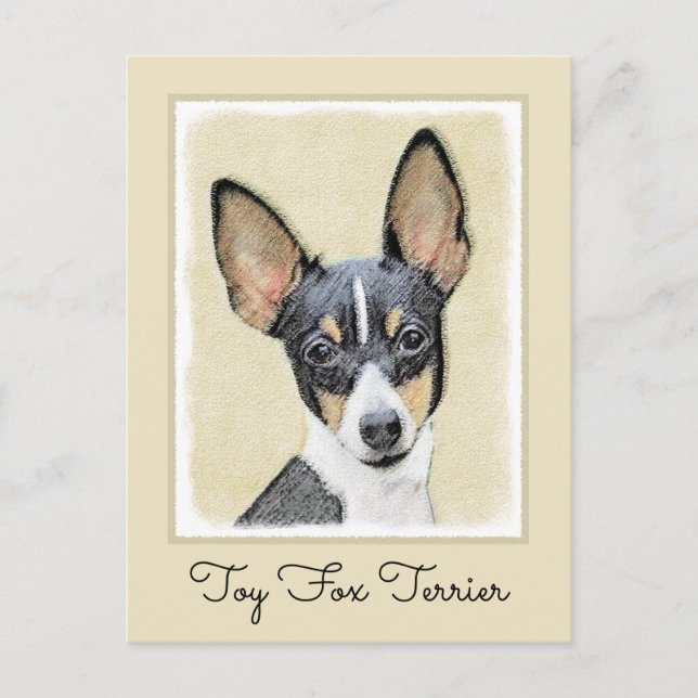 Postal Pintura de Toy Fox Terrier - Arte de Perro Origina (Anverso)