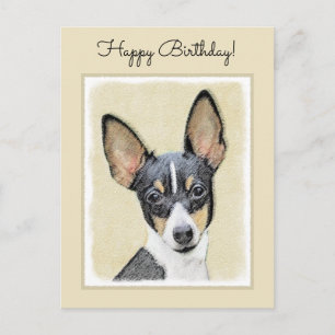 Postal Pintura de Toy Fox Terrier - Arte de Perro Origina
