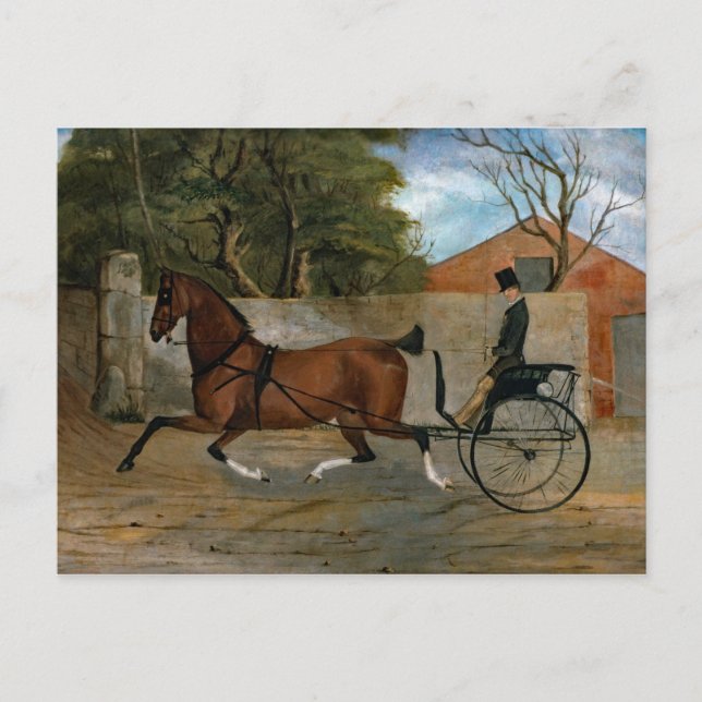 Postal Pintura de transporte de caballos de época (Anverso)