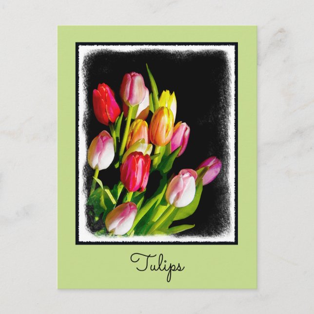 Postal Pintura de tulipán - Arte de flores original (Anverso)