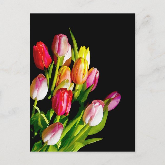 Postal Pintura de tulipán - Arte de flores original (Anverso)