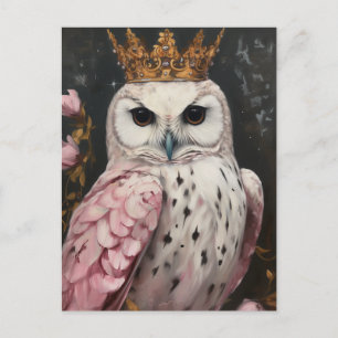 Postal Pintura de un búho con corona