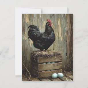 Postal Pintura de un Hen Negro al estilo Americana