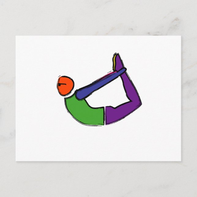 Postal Pintura de una pose de yoga de arco. (Anverso)