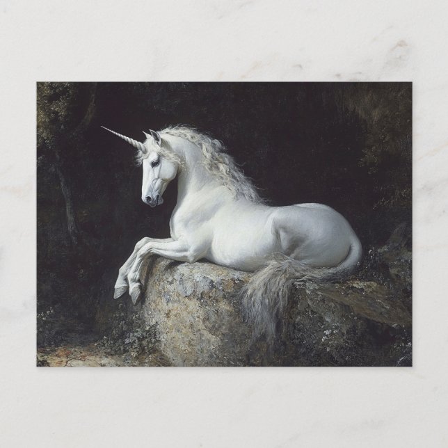 Postal Pintura de Unicornio de estilo antiguo (Anverso)