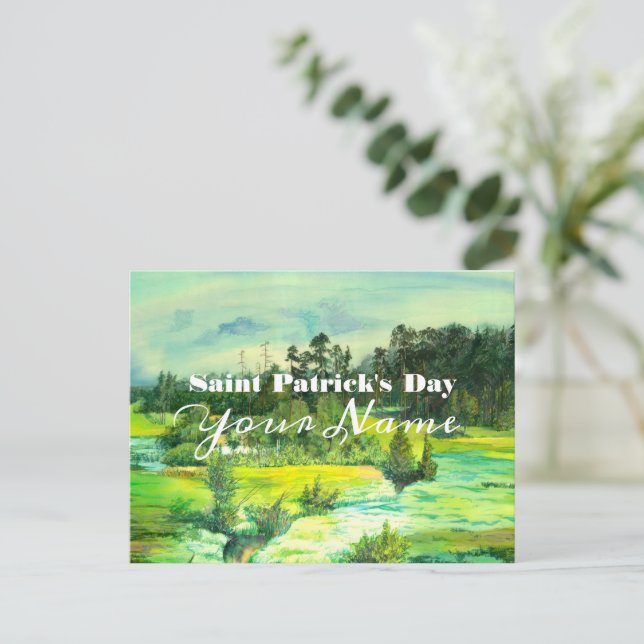 Postal pintura de valle verde Watercolor (Anverso de pie)