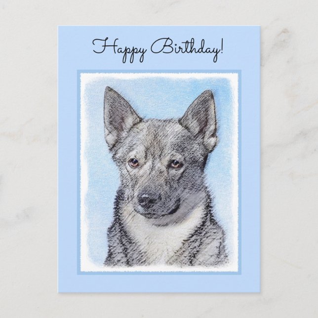 Postal Pintura de Vallhund Sueca - Arte Perro Original Cu (Anverso)