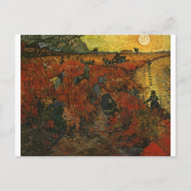 Postal Pintura de Van Gogh: El viñedo rojo (Anverso)