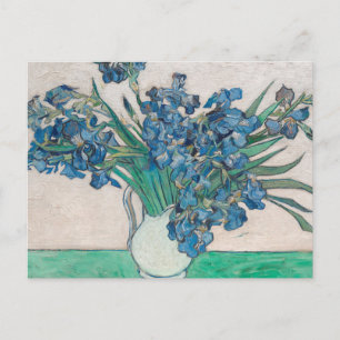 Postal Pintura de Van Gogh Jarrón de Iris Impresionismo