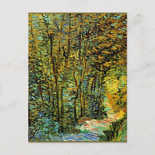Postal Pintura de Van Gogh, un camino en el bosque (Anverso)
