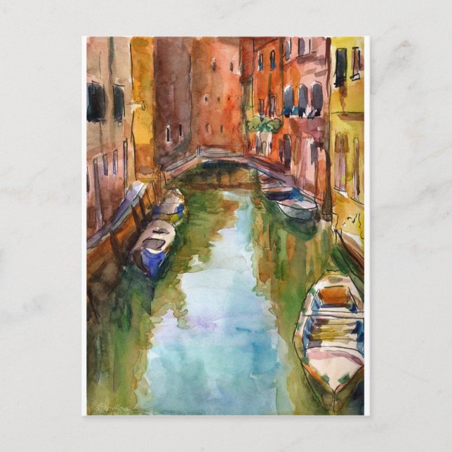 Postal Pintura de Venecia acuarela (Anverso)