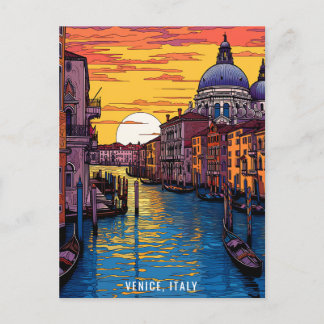 Postal Pintura de Venecia al atardecer | Viajes a Italia