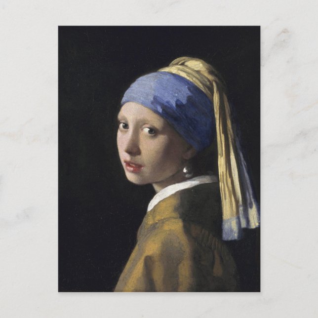 Postal Pintura de vermeer - Chica con una perla (Anverso)