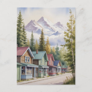 Postal Pintura de viaje a Talkeetna Alaska