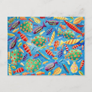 Postal Pintura de vida marina submarina de peces tropical