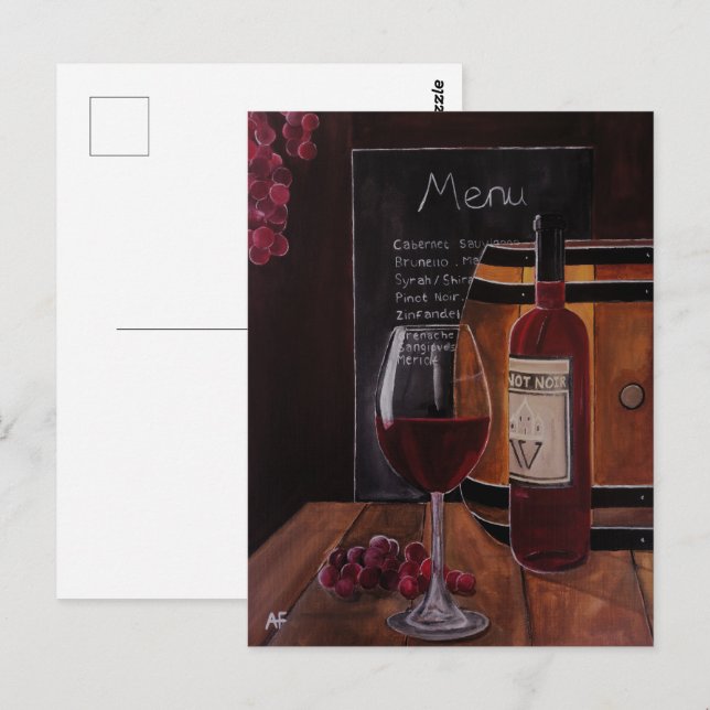 Postal Pintura de vino tinto de Alfred Fox (Anverso / Reverso)