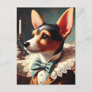 Postal Pintura de Vintage Toy Fox Terrier