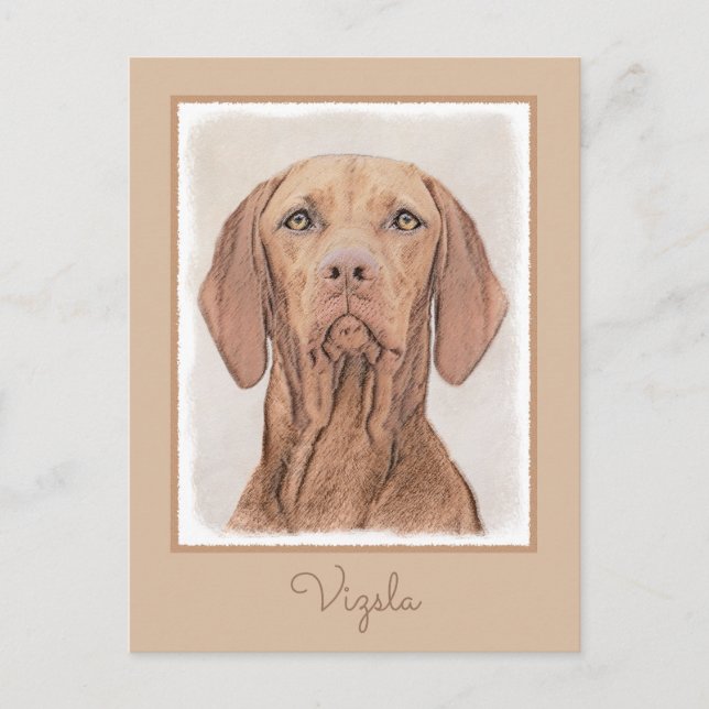 Postal Pintura de Vizsla - Arte Perro Original. (Anverso)