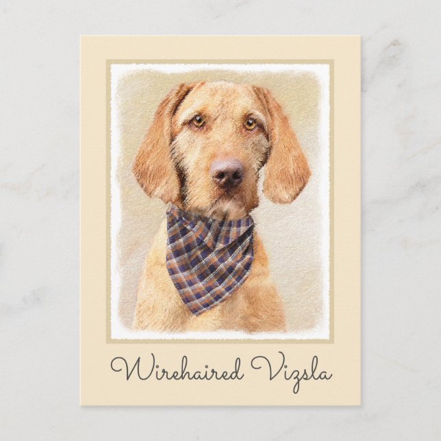Postal Pintura de Vizsla con cabello alambrado - Arte Per (Anverso)