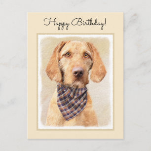 Postal Pintura de Vizsla de Pelo Duro - Arte Original de