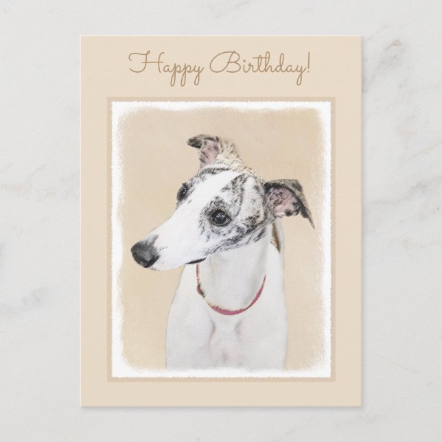 Postal Pintura de Whippet - Arte Cute Original Perro (Anverso)